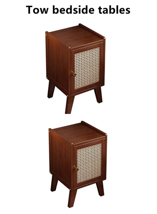 كوتيس طاولة بجانب السرير من الخيزران من كوتيس، طاولة بجانب السرير، خزانة بجانب السرير، طاولة جانبية، طاولة أريكة مع وحدة تخزين بباب واحد لغرفة النوم وغرفة المعيشة، 30 × 32 × 51 سم - Image 1