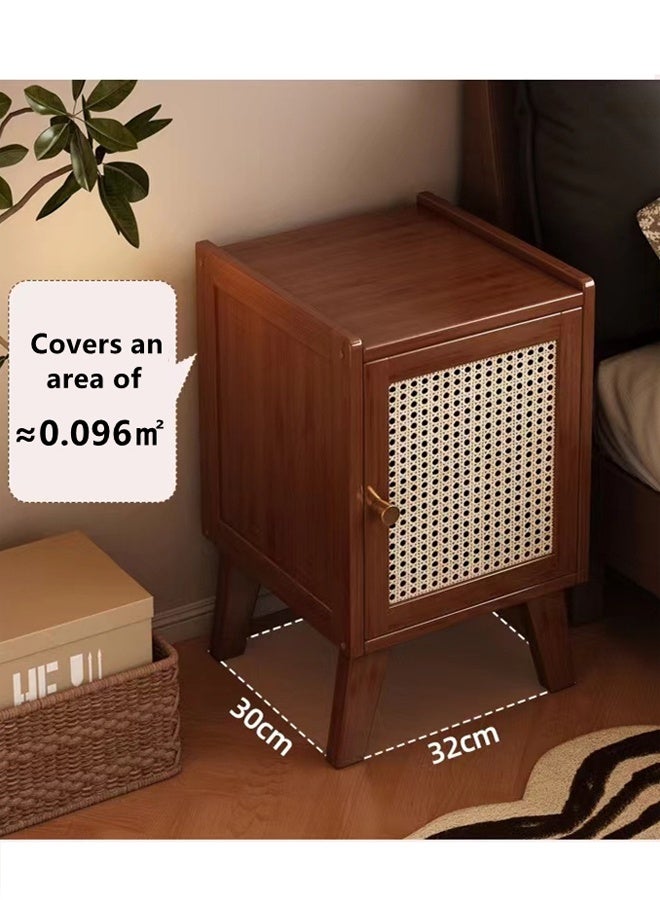 كوتيس طاولة بجانب السرير من الخيزران من كوتيس، طاولة بجانب السرير، خزانة بجانب السرير، طاولة جانبية، طاولة أريكة مع وحدة تخزين بباب واحد لغرفة النوم وغرفة المعيشة، 30 × 32 × 51 سم - Image 4