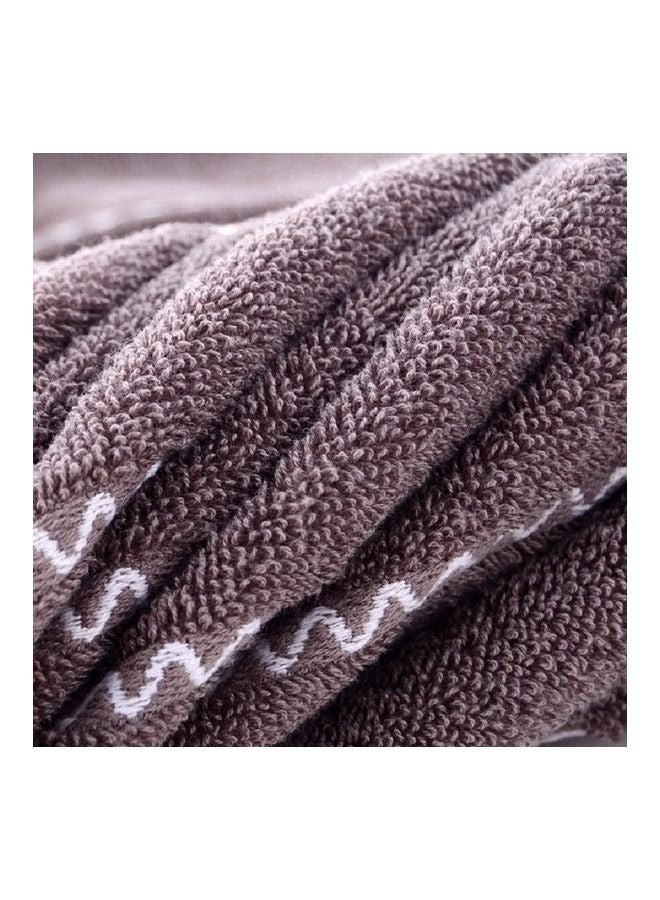 Large Pure Cotton Bath Towel, Textured Striped Pattern 100% Cotton Soft Highly Absorbent Hand Towel for Bathroom Bath Towel Luxury Hotel & Spa Bathroom Hand Towels Washcloth Decoration Bath Sheets (Brown)  - Image 2