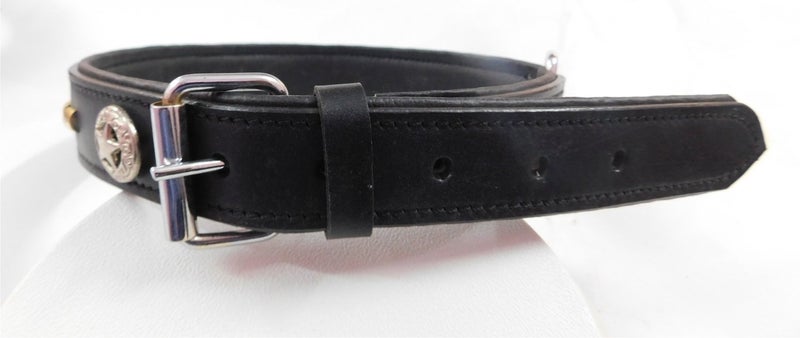 Skora for All Dog Breed Collar with Canvas with Sturdy Solid Brass Buckle. Hand Made |Color-Black Leather | Size - Standard Suitable for Neck with Metalic Beautiful Design On Collar - Image 2