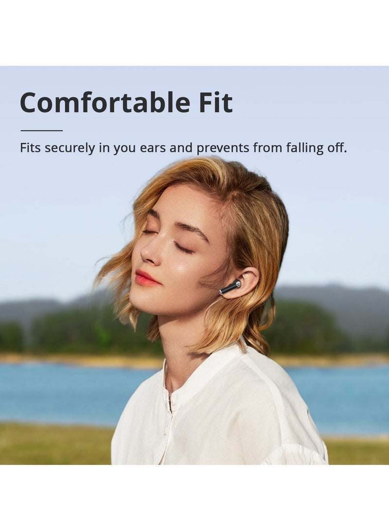 ترونسمارت سماعات أذن لاسلكية Tronsmart Sounfii R4 ENC بتقنية بلوتوث 5.3، صوت ستيريو عالي الدقة مع مشغلين مزدوجين، سماعات أذن عميقة الجهير، سماعات أذن صغيرة الحجم، وقت تشغيل 27 ساعة للموسيقى والمكالمات والرياضة والتلفزيون (أسود) - Image 3