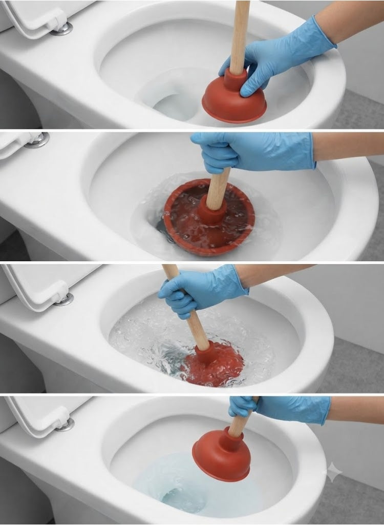 مكبس مرحاض عالي التحمل باللون الأحمر - Image 2