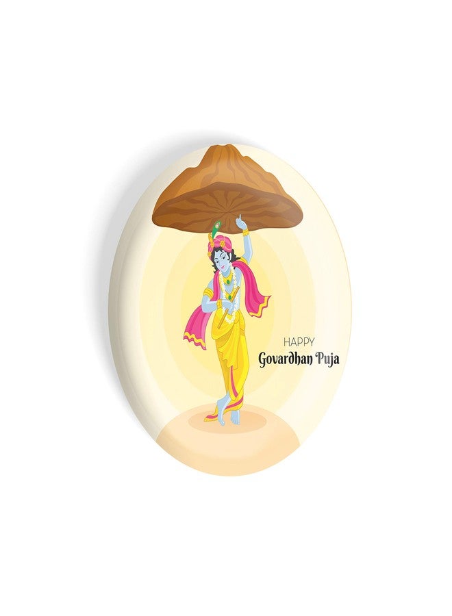 dhcrafts Pin Badges Orange Govardhan Puja D1 Glossy Finish Design Pack of 1 - Image 3