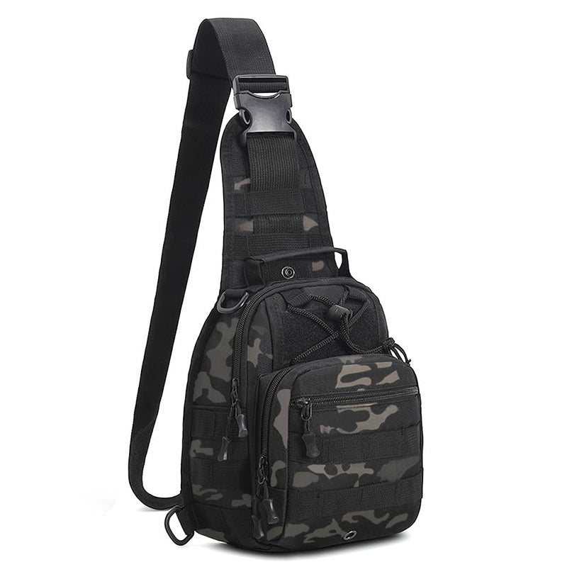 Viriber Tactical Backpack Waterproof Military Crossbody Molle Sling Shoulder Backpack Chest Bag for Outdoor Every Day Carry Black Camo - Image 2