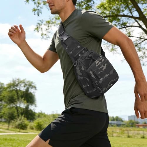Viriber Tactical Backpack Waterproof Military Crossbody Molle Sling Shoulder Backpack Chest Bag for Outdoor Every Day Carry Black Camo - Image 3