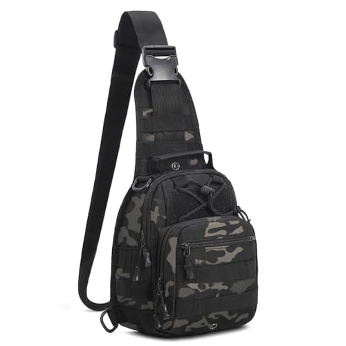 Viriber Tactical Backpack Waterproof Military Crossbody Molle Sling Shoulder Backpack Chest Bag for Outdoor Every Day Carry Black Camo - Image 1