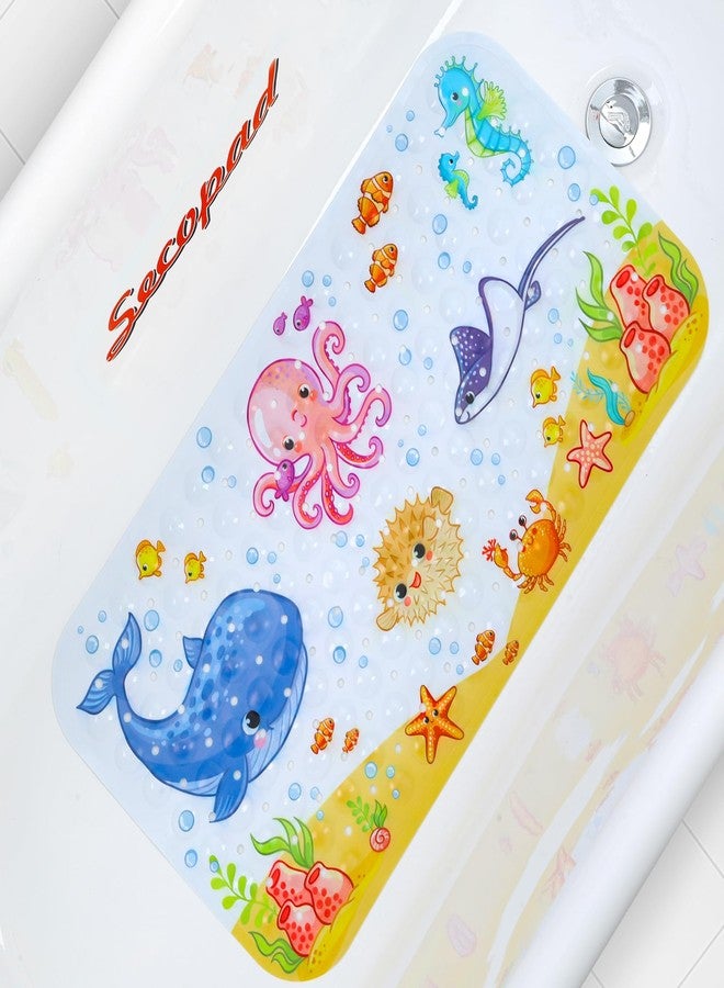 Secopad Kids Bath Mat for Tub Non Slip, 27.5in x 15in Large Cartoon Anti Slip Toddler Baby Bathtub Mat, Pink Octopus - Image 1