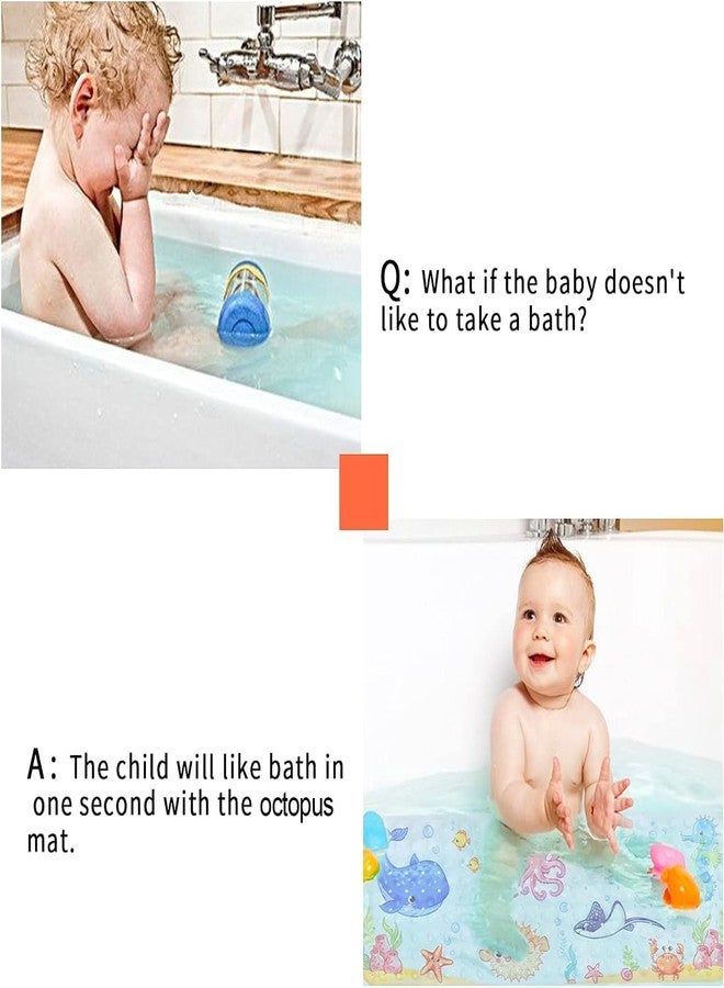 Secopad Kids Bath Mat for Tub Non Slip, 27.5in x 15in Large Cartoon Anti Slip Toddler Baby Bathtub Mat, Pink Octopus - Image 2