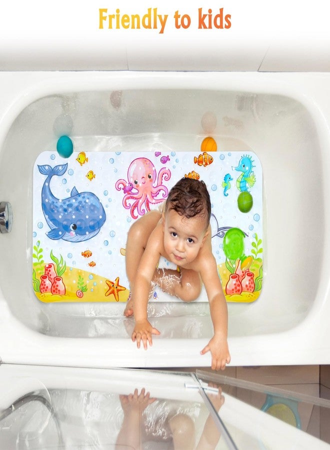 Secopad Kids Bath Mat for Tub Non Slip, 27.5in x 15in Large Cartoon Anti Slip Toddler Baby Bathtub Mat, Pink Octopus - Image 3