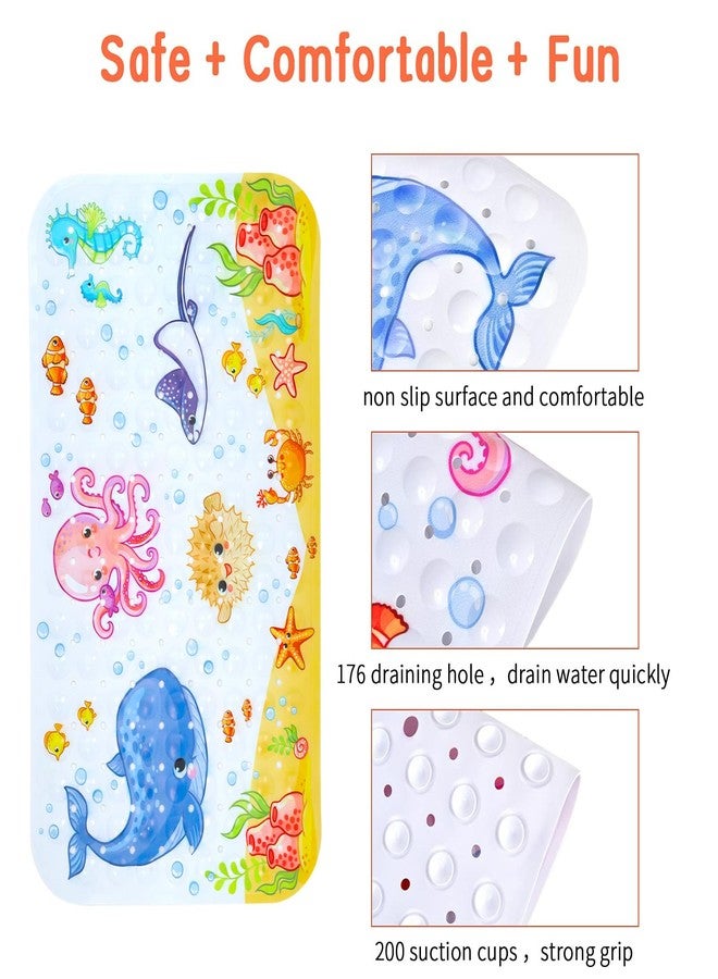 Secopad Kids Bath Mat for Tub Non Slip, 27.5in x 15in Large Cartoon Anti Slip Toddler Baby Bathtub Mat, Pink Octopus - Image 4