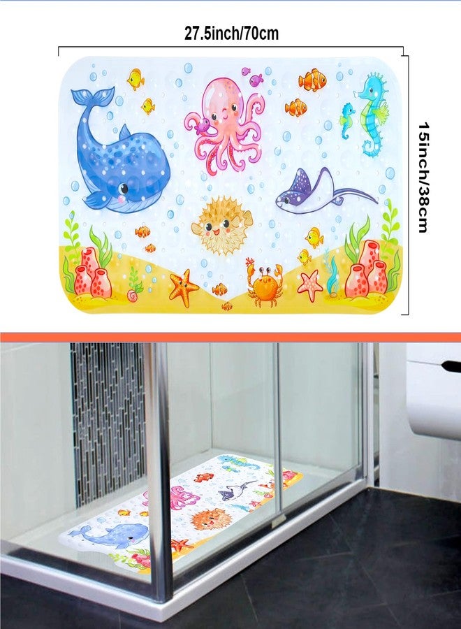 Secopad Kids Bath Mat for Tub Non Slip, 27.5in x 15in Large Cartoon Anti Slip Toddler Baby Bathtub Mat, Pink Octopus - Image 5