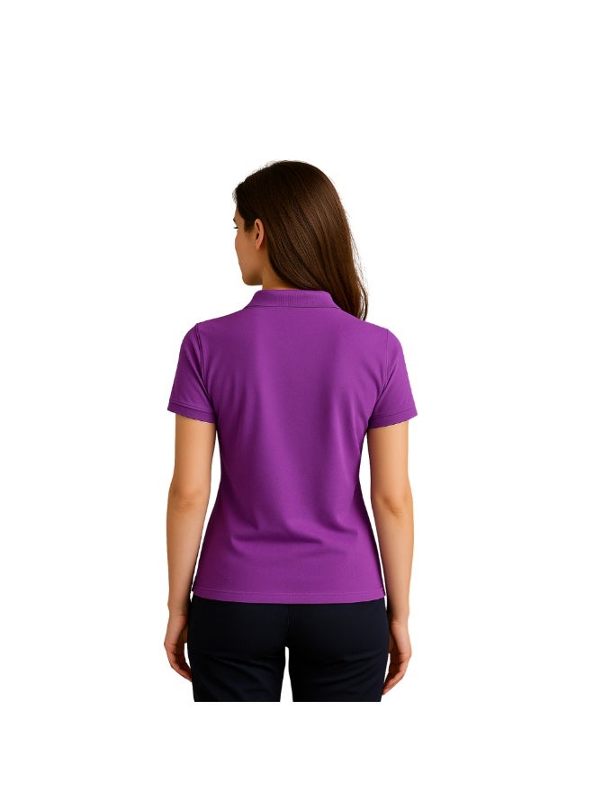 برينت شوب فور مي تي شيرت بولو جولف نسائي بقصّة عادية وأكمام قصيرة من القطن الخالص، 220 جرام لكل متر مربع، ألوان أساسية - Image 5