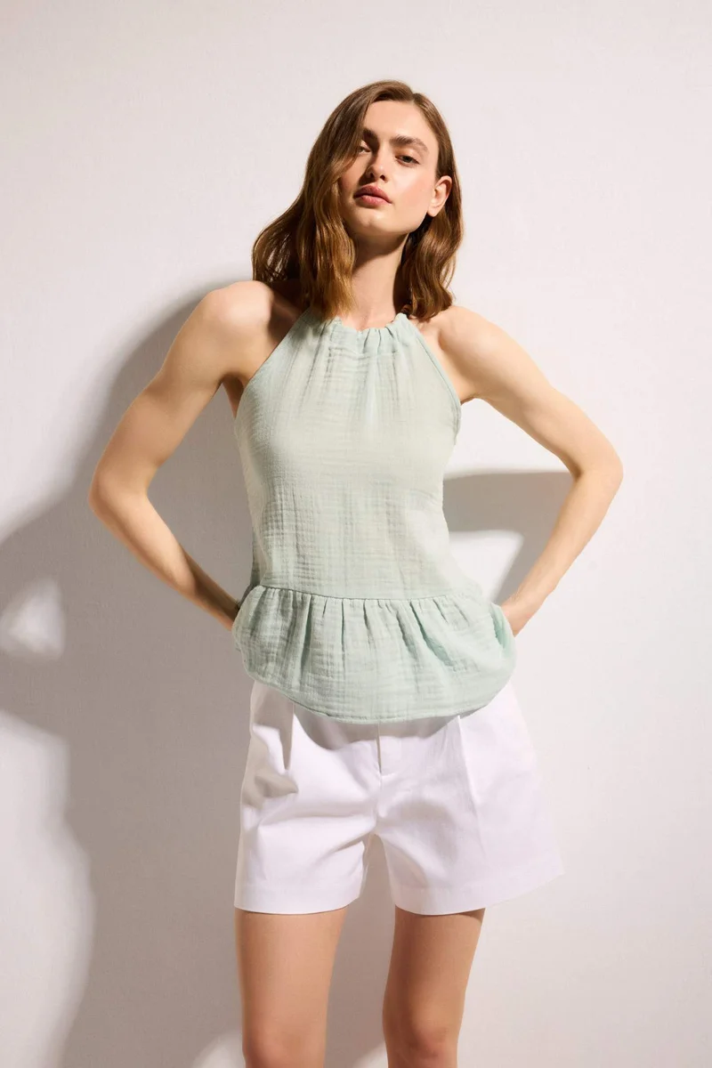 DeFacto Regular Fit Halter Collar Sleeveless Blouse