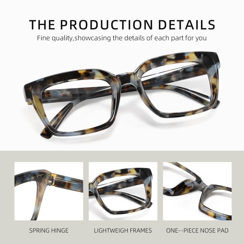 XVXV Reading Glasses for Women Men - Blue Light Blocking Readers Oversize Oprah Square Anti Glare/Eyestrain Spring Hinge(3Pack*Mix2,1.75X) - Image 5