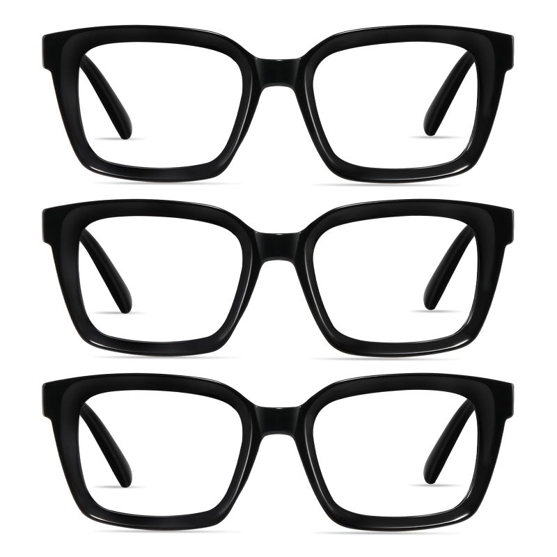 XVXV Reading Glasses for Women Men - Blue Light Blocking Readers Oversize Oprah Square Anti Glare/Eyestrain Spring Hinge(3Pack*Mix2,1.75X) - Image 1