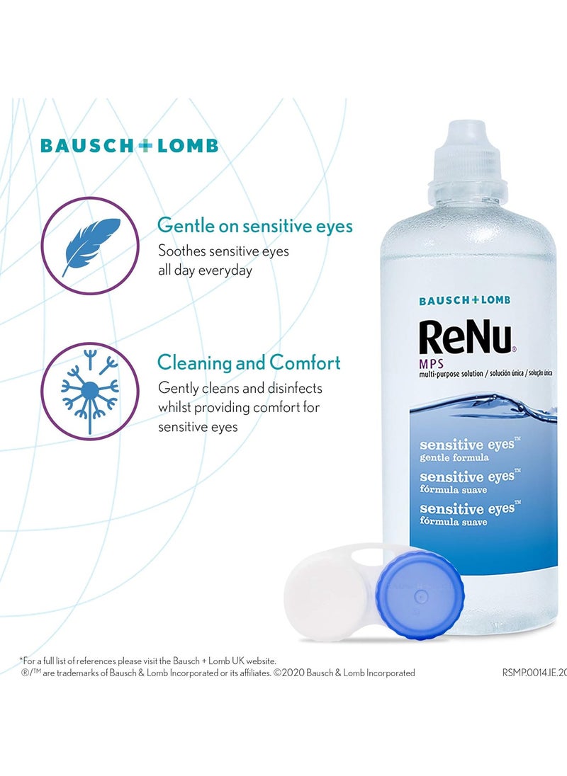 Renu ReNu Multi-Purpose Contact Lens Solution 3 x 240ml - Soft Contact Lenses for Comfortable Wear - Gentle on Sensitive Eyes - Clean, Disinfect, Rinse, Lubricate and Store your Lenses - Lens Case Included  - Image 2
