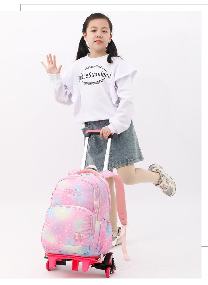 Loquat Girls Trolley School Bags Large Capacity Kids' Bookbag Students Rolling Backpack Travel Wheeled Kids' Luggage Bag for Elementary Schoolbag  - Image 2