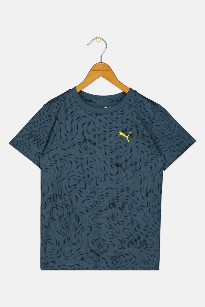 PUMA تي شيرت أولاد قصير الأكمام للأطفال، أزرق رمادي - Image 2