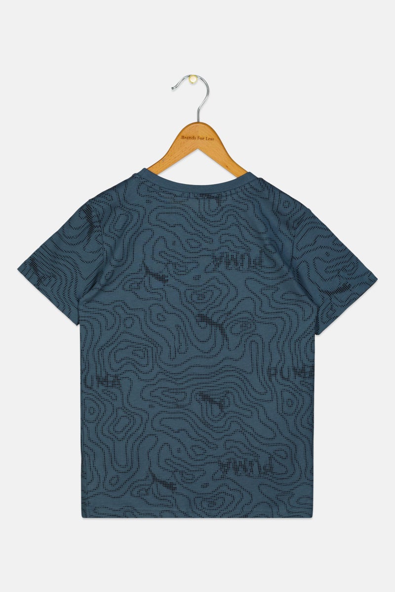 PUMA تي شيرت أولاد قصير الأكمام للأطفال، أزرق رمادي - Image 3