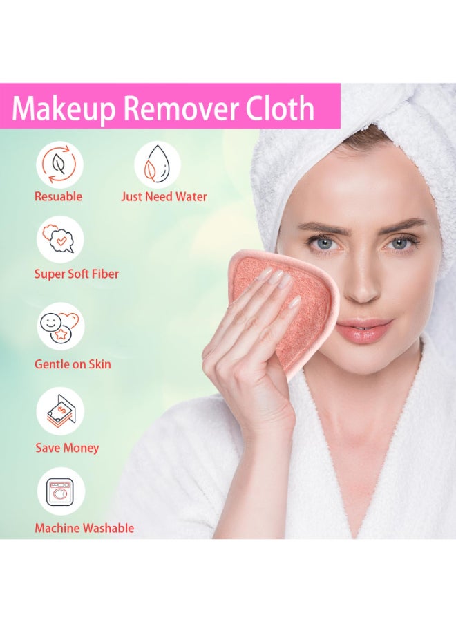 BloomSesame Makeup Remover Cloths for Face Eye Lips Reusable Makeup Remover Pads Soft Microfiber Facial Cleansing Cloths 5 x 5 inch 12 Pack Coral - Image 4