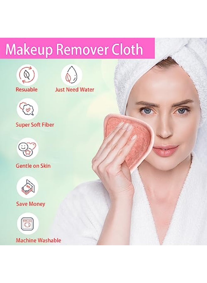 BloomSesame Makeup Remover Cloths for Face Eye Lips Reusable Makeup Remover Pads Soft Microfiber Facial Cleansing Cloths 5 x 5 inch 12 Pack Coral - Image 3