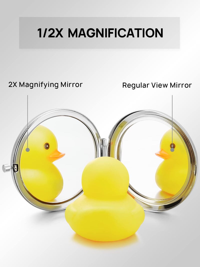 Getinbulk Compact Mirror Bulk  Pack Of 6 Double-Sided 1X/2X Magnifying Metal Makeup Mirrors(Round  Silver) - Image 3