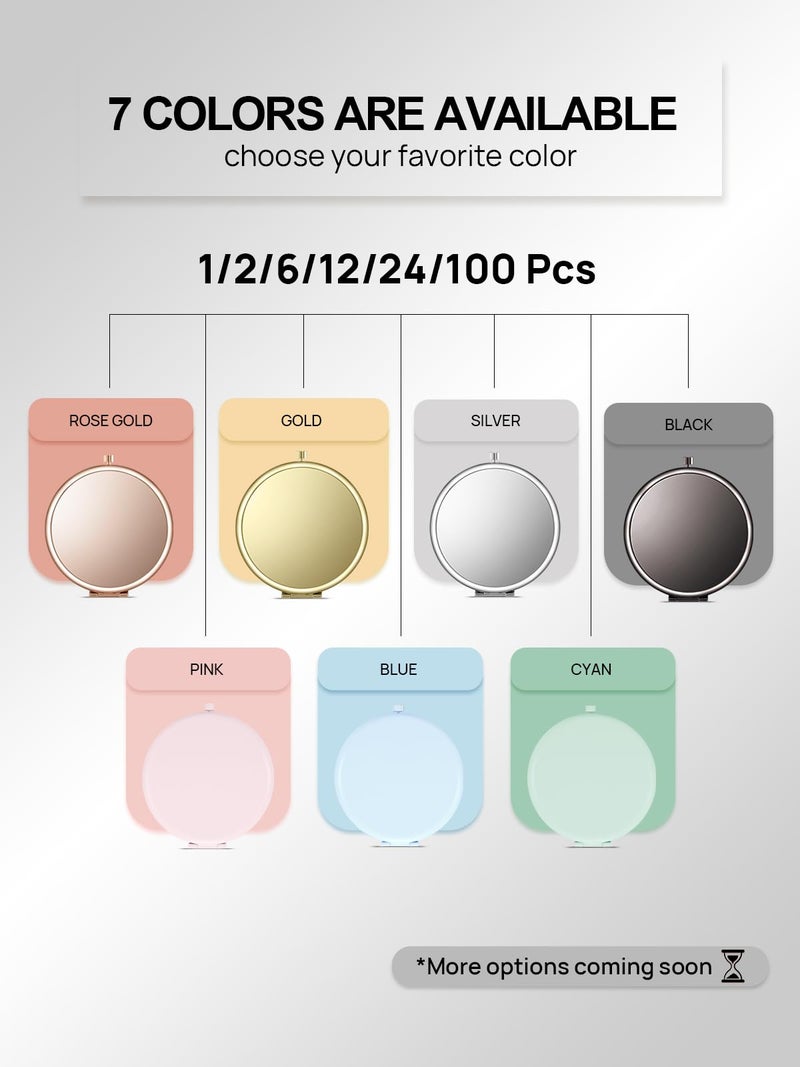 Getinbulk Compact Mirror Bulk  Pack Of 6 Double-Sided 1X/2X Magnifying Metal Makeup Mirrors(Round  Silver) - Image 5