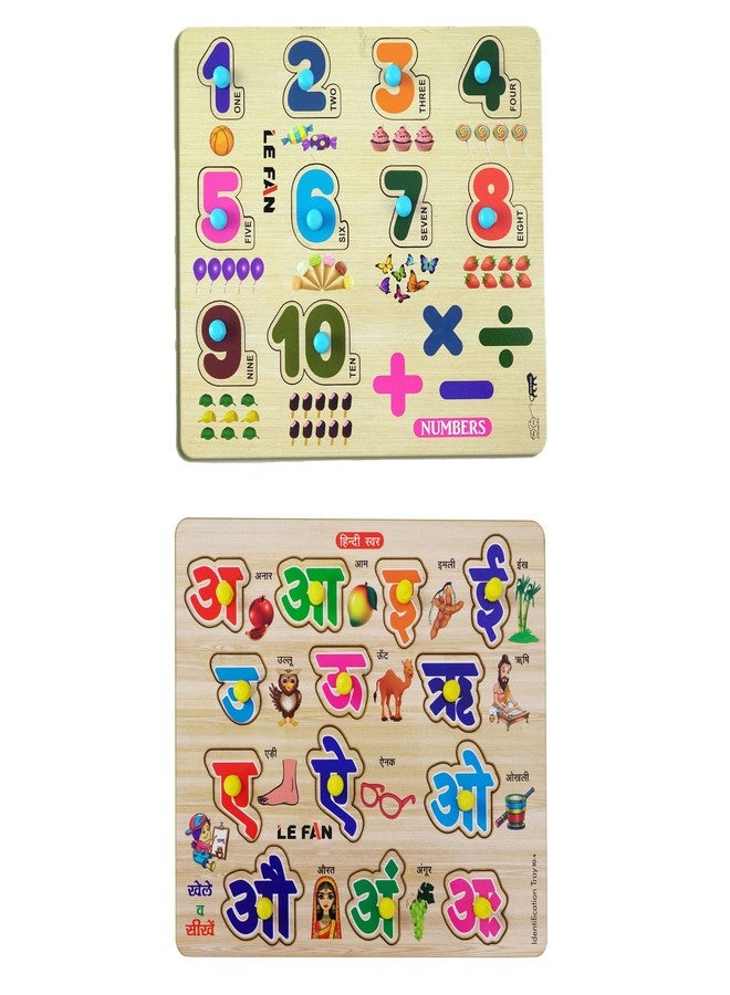 Lefan® Kids Fort Pre Nursery Educational Jigsaw Puzzles for Adults Kids Learning Toys Kit Board Game 2 pcs Set of Numbers & Hindi Letters Educational Toy - Image 1