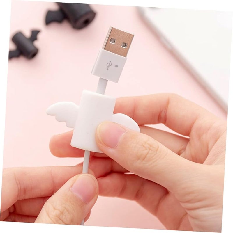 Cartoon Wing USB Cable Protector 4 Pack Black Durable Charging Cord Saver - Image 5