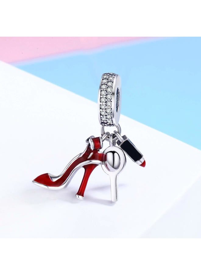 Linorui 925 Sterling Silver High-Heeled Shoes Dangle Charms Clear CZ Charms Fit Pandora Charms Bracelet Snake Chain and Necklace for Women and Girl - Image 4
