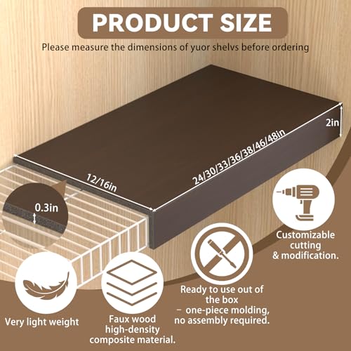 Gideio 5 Pack 24x12in Wire Shelf Cover for Pantry, Closet, Kitchen – Waterproof PVC Wood-Look Wire Rack Covers for Shelves, Multiple No-Tool Installation - Image 3