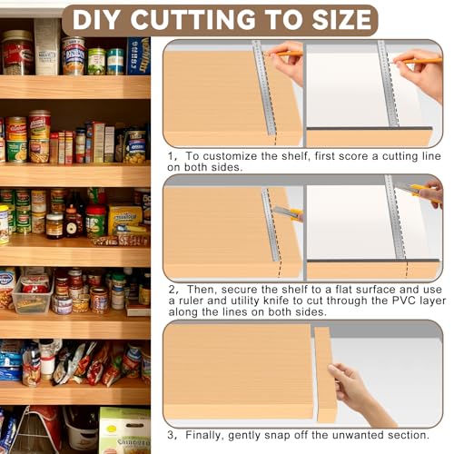 Gideio 5 Pack 24x12in Wire Shelf Cover for Pantry, Closet, Kitchen – Waterproof PVC Wood-Look Wire Rack Covers for Shelves, Multiple No-Tool Installation - Image 5
