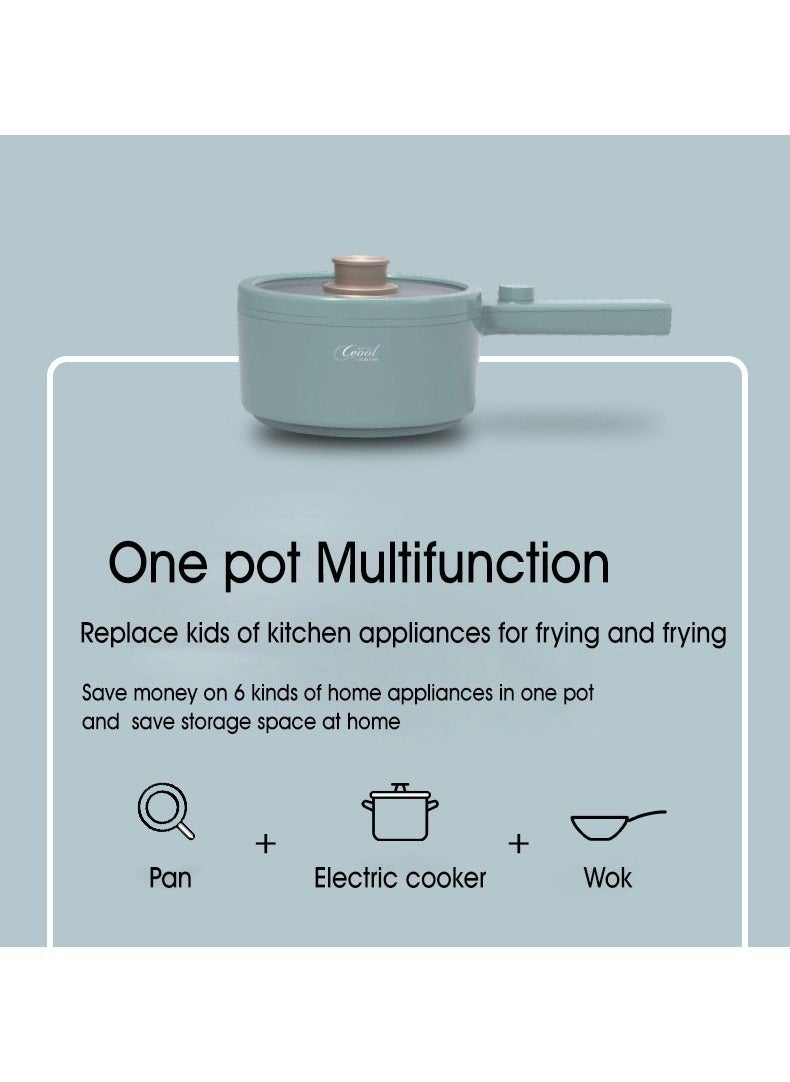 miss ceool - Multi-functional Electric Cooker 1.5L Electric Hot Pot 600W Non-Stick Rapid Noodles Cooker Steak Egg Fried Rice Ramen Soup with 2 Modes Temperature Control (CN Plug Type) - Image 1