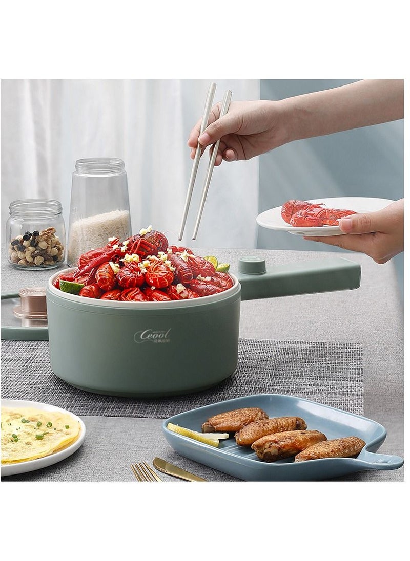 miss ceool - Multi-functional Electric Cooker 1.5L Electric Hot Pot 600W Non-Stick Rapid Noodles Cooker Steak Egg Fried Rice Ramen Soup with 2 Modes Temperature Control (CN Plug Type) - Image 1