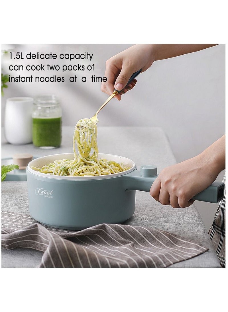miss ceool - Multi-functional Electric Cooker 1.5L Electric Hot Pot 600W Non-Stick Rapid Noodles Cooker Steak Egg Fried Rice Ramen Soup with 2 Modes Temperature Control (CN Plug Type) - Image 1
