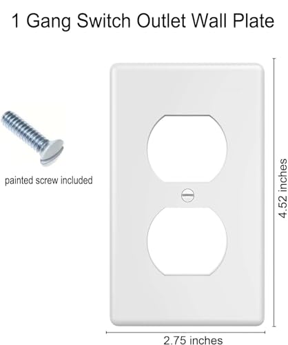 ZEFTV Duplex Wall Plates 1-Gang Switch Outlet Electrical Cover Plate Unbreakable Thermoplastic Faceplate for Light Receptacle Outlet Switch, White (10 Pack) - Image 3