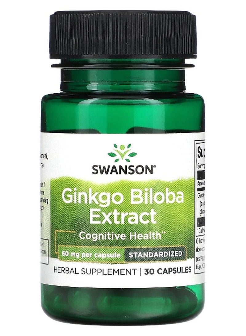 سوانسون، مستخلص الجنكة بيلوبا، موحد، 60 ملغ، 30 كبسولة