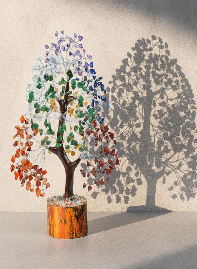 Crocon Seven Chakra Gemstone Tree Feng Shui Figurine | Money Bonsai Good Luck Reiki Healing Crystals | Wealth & Prosperity Decoration Ornament | Gift for Home, Office, Room Decor 10-12” - Image 2
