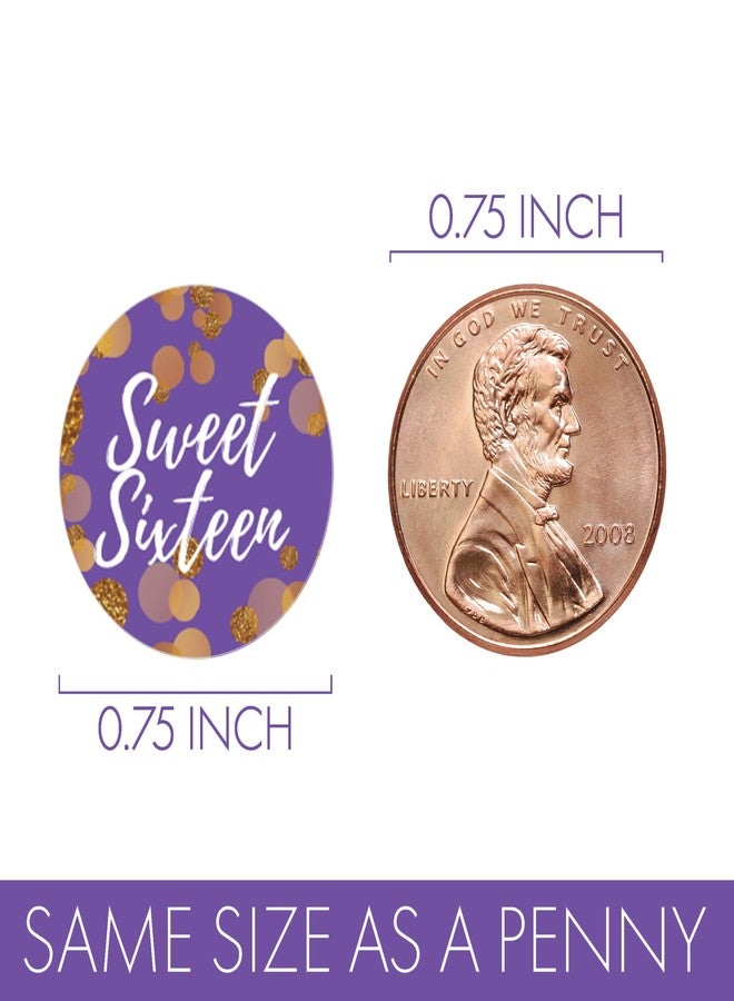 DISTINCTIVS Purple and Gold Sweet 16 Birthday Party Favor Chocolate Kisses Candy Stickers, Purple Sweet Sixteen Stickers - 180 Count - Image 3