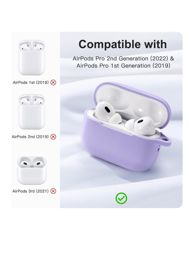 AirPods Pro 2nd Generation Case Cover, Protective Silicone Skin Accessories with Keychain for Women Men for Apple AirPods Pro Gen 2 (2022), Front LED Visible
