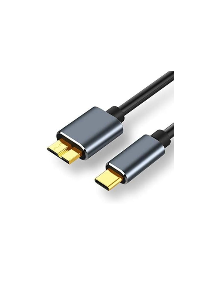 USB Micro B to USB Type C Cable 5 Gbps Fast Data Transfer Cord 3A Quick Charge Compatible with MacBook, iPad, Galaxy S24, Laptop, External Hard Drive - Nylon Black Wire 2.0 M / 6.5 Feet  - Image 1