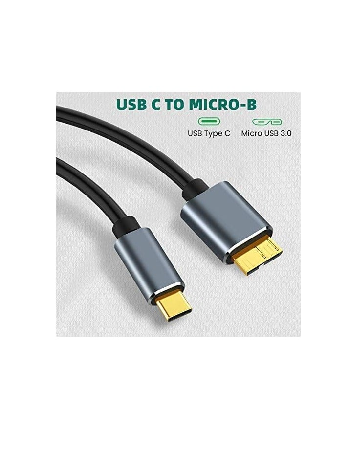 USB Micro B to USB Type C Cable 5 Gbps Fast Data Transfer Cord 3A Quick Charge Compatible with MacBook, iPad, Galaxy S24, Laptop, External Hard Drive - Nylon Black Wire 2.0 M / 6.5 Feet  - Image 2