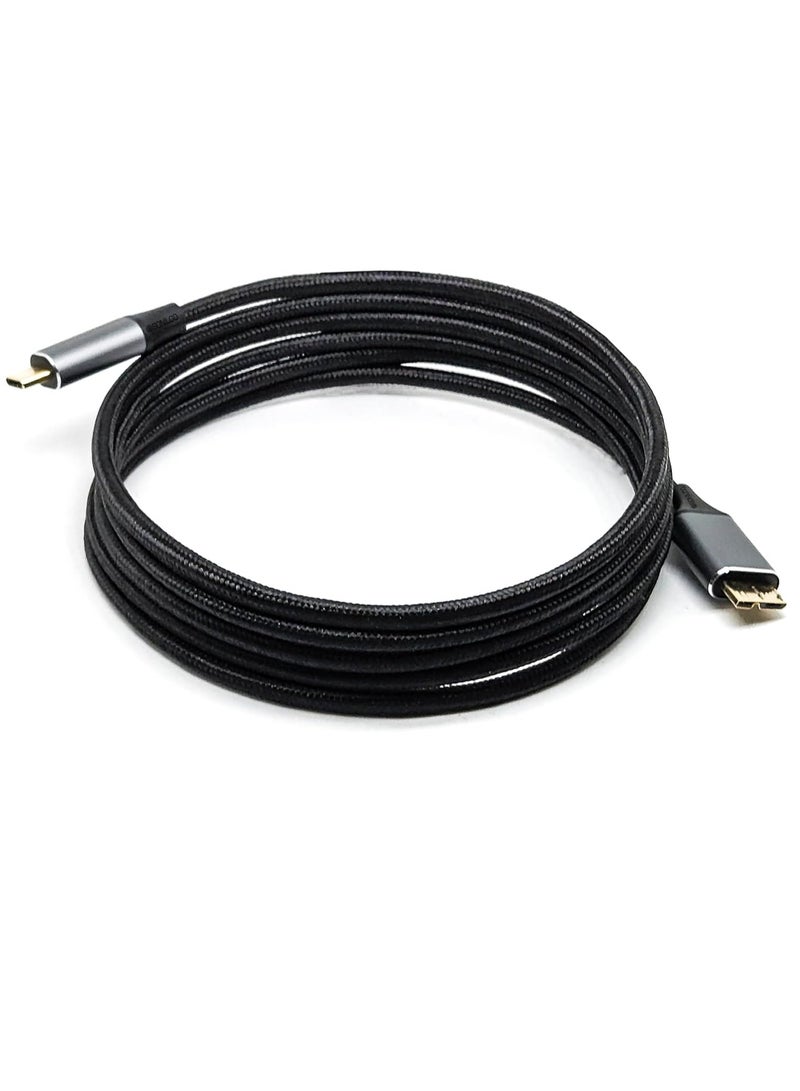 USB Micro B to USB Type C Cable 5 Gbps Fast Data Transfer Cord 3A Quick Charge Compatible with MacBook, iPad, Galaxy S24, Laptop, External Hard Drive - Nylon Black Wire 2.0 M / 6.5 Feet  - Image 3