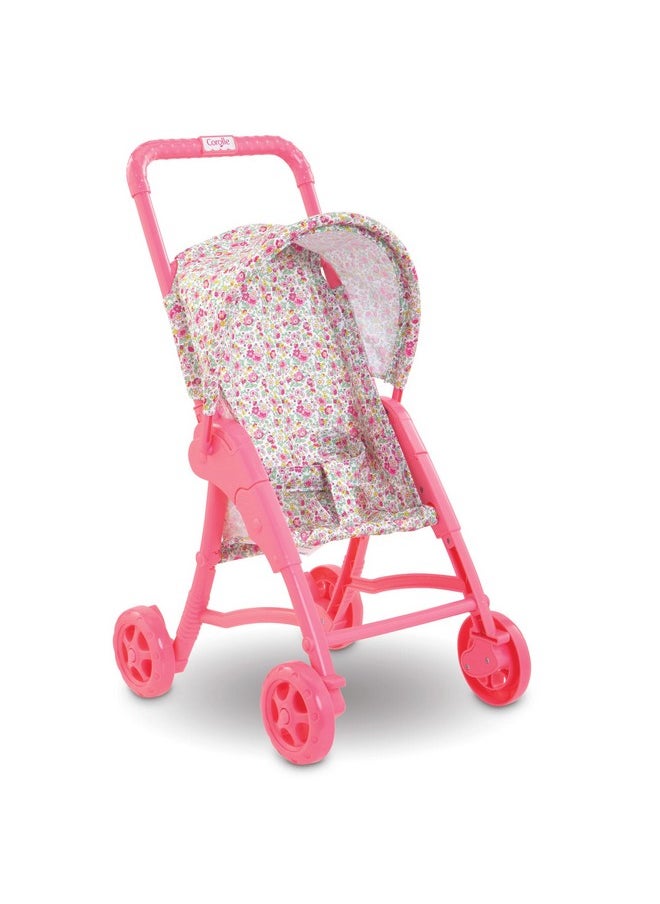 Corolle Corolle Baby Doll Stroller with Folding Canopy - Mon Premier Poupon Accessory Fits 12" Dolls, Pink/Floral Pattern, for Kids Ages 18 Months and up  - Image 1
