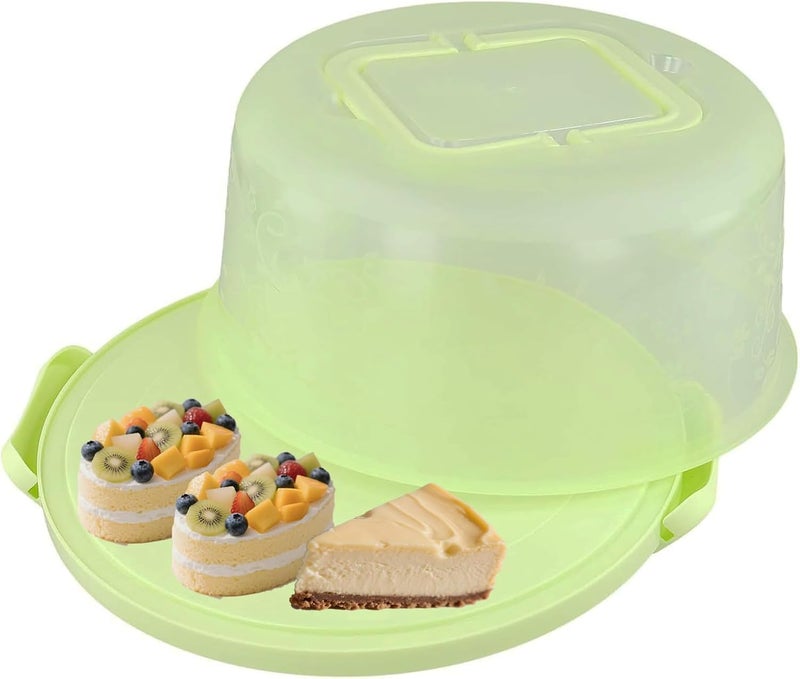 MUKLEI 26cm Portable Cake Carrier, 10 Inch Round Cake Carrier with Handle, Plastic Cake Holder with Lid, Large Cake Transporter Storage Container Box for Cake, Desserts, Sandwiches - Image 1