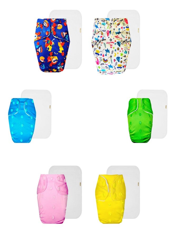 Dumbledo Premium Cloth Diaper with Cotton Insert (Pack of 6) | Soft & Gentle | Breathable | Quick Dry | Ideal for Toddlers | 3 Months - 3 Years | Unisex Baby - Image 1