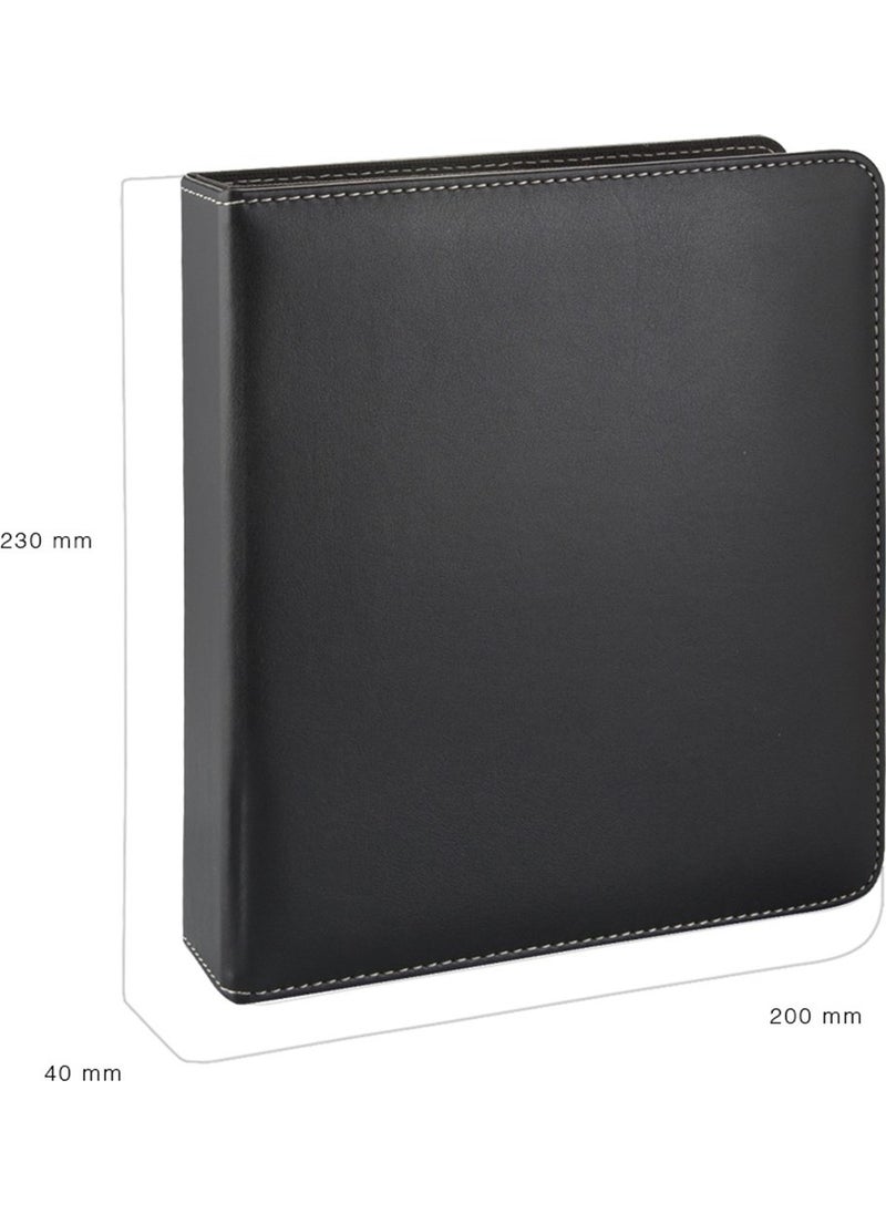 A5 SMALL SIZE Artificial Leather Elite Document Presentation Folder with 4 Rings 250 Sheets Capacity Black SUITABLE ONLY FOR A5 SIZE DOCUMENTS!!!