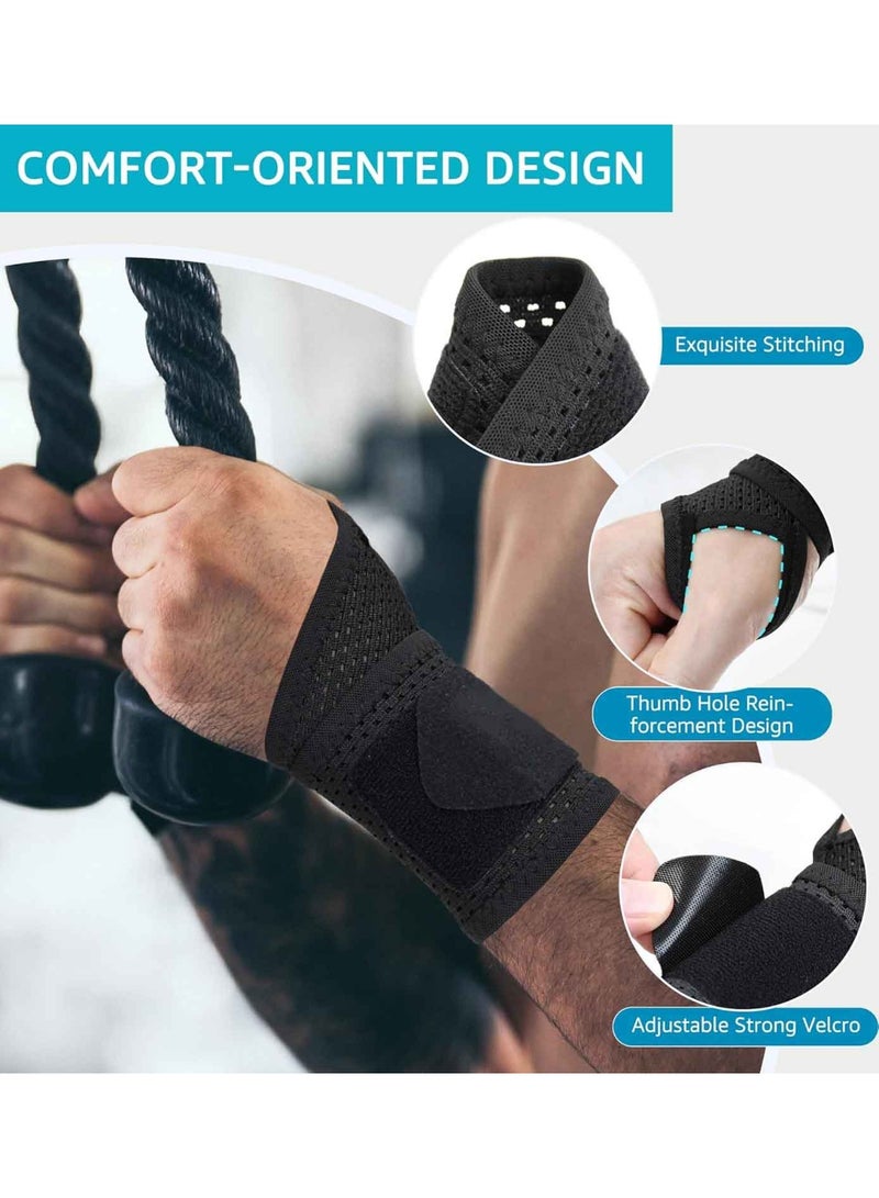 2-Pack Ultra-Thin Mesh Wrist Wraps - Breathable, Adjustable Wrist Support for Workouts & Daily Use - Unisex Wrist Brace for Pain Relief, Tendonitis, Carpal Tunnel - One Size Fits All (Black) - Image 4