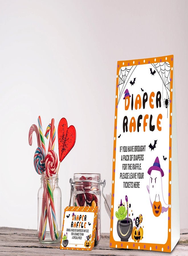 Levitatinyear Halloween Diaper Raffle Game Sign and Card, Halloween Baby Shower Party Game Set, 1 Sign With 50 Raffle Tickets -LK-013 - Image 4
