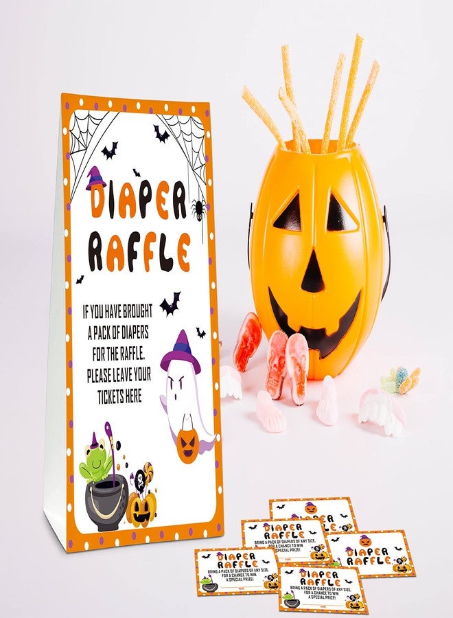 Levitatinyear Halloween Diaper Raffle Game Sign and Card, Halloween Baby Shower Party Game Set, 1 Sign With 50 Raffle Tickets -LK-013 - Image 3